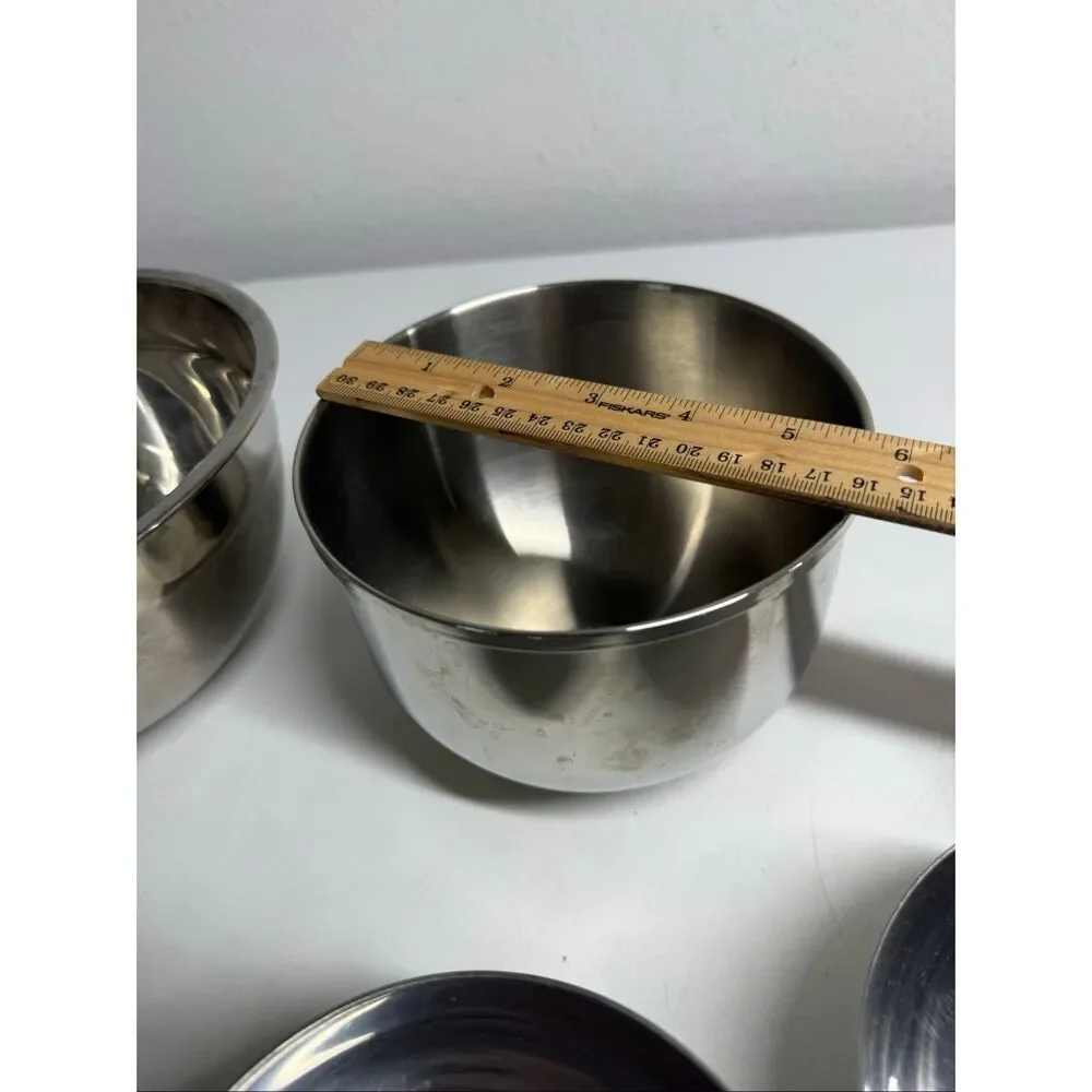 Set of 5 Stainless Steel Mixing Bowls 3 IKEA + 2 Unbranded Nesting Kitchen Bowls